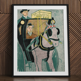 Man in Carriage - Edward Penfield Art Print / Canvas, 24x32’’ / 61x81cm / Black Frame / Matboard, Posters Prints & Visual Artwork, Toby Leon