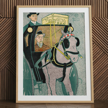 Man in Carriage - Edward Penfield Art Print / Canvas, 24x32’’ / 61x81cm / Natural Frame / Matboard, Posters Prints & Visual Artwork, Toby