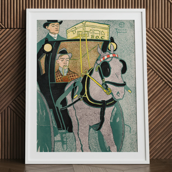 Man in Carriage - Edward Penfield Art Print / Canvas, 24x32’’ / 61x81cm / White Frame / Matboard, Posters Prints & Visual Artwork, Toby Leon