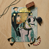 Man in Carriage - Edward Penfield Art Print / Canvas Vintage-style Illustrated Horse-drawn Two Men Rendered Penfield’s, Cuts, Flat Planes,