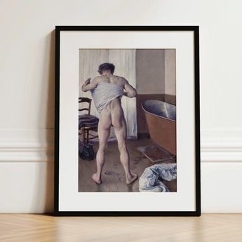 Man at His Bath - Gustave Caillebotte Nude Art Print / Canvas, 12x16’’ / 31x41cm / Black Frame / Matboard, Posters Prints & Visual Artwork,