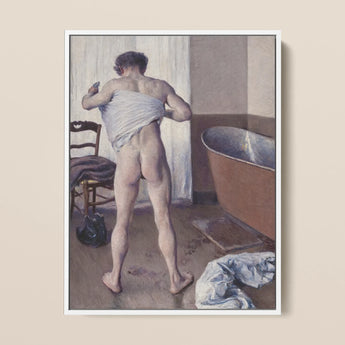 Man at His Bath - Gustave Caillebotte Nude Art Print / Canvas, 12x16’’ / 31x41cm / White Frame, Posters Prints & Visual Artwork, Toby Leon