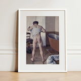 Man at His Bath - Gustave Caillebotte Nude Art Print / Canvas, 12x16’’ / 31x41cm / White Frame / Matboard, Posters Prints & Visual Artwork,