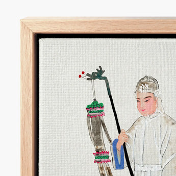 Framed Watercolor Painting Traditional Chinese Figure White Robes Qing Dynasty Manchu Fashion, Funerary Traditions, Art