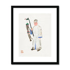 Man in Mourning Manchu Funereal Fashion Art Print, Traditional Chinese Watercolor Painting Figure White Robes Lantern