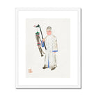 Man in Mourning Manchu Funereal Fashion Art Print, Traditional Chinese Watercolor Painting Figure White Robes Ceremonial