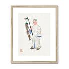 Man in Mourning Manchu Funereal Fashion Art Print, Traditional Chinese Watercolor Painting Figure White Robes Lantern