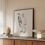 Man in Mourning - Qing Dynasty Framed Canvas, Framed Artwork Figure White Clothing Bottles