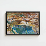 Framed Watercolor Painting Nude Figures Sunlit Earthy Landscape John Singer Sargent, Exploding Conventional Notions, Early 20th-century Art