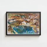 Framed Watercolor Painting Nude Figure Earthy Landscape Vibrant John Singer Sargent, Exploding Conventional Notions, Early 20th-century Art