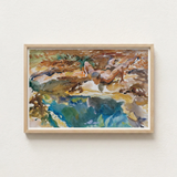 Watercolor Painting Light Wood Frame Depicts Two Nude John Singer Sargent, Exploding Conventional Notions, Early 20th-century Art