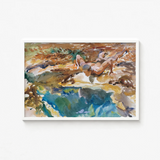 Framed Watercolor Painting Nude Figure Earthy Textured Landscape John Singer Sargent, Exploding Conventional Notions, Early 20th-century Art