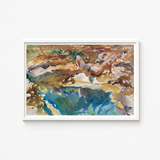 Framed Watercolor Painting Nude Figure Earthy Textured Landscape John Singer Sargent, Exploding Conventional Notions, Early 20th-century Art