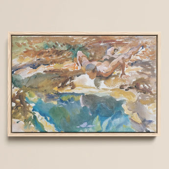 Man and Pool - John Singer Sargent Nude Art Print / Canvas, 17x12’’ / A3 / Natural Frame, Posters Prints & Visual Artwork, Toby Leon