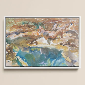 Man and Pool - John Singer Sargent Nude Art Print / Canvas, 17x12’’ / A3 / White Frame, Posters Prints & Visual Artwork, Toby Leon