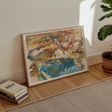 Man and Pool - John Singer Sargent Nude Art Print, Framed Abstract Painting Browns Golds Turquoise Colors