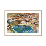 Man and Pool - John Singer Sargent Nude Art Print, Framed Watercolor Painting Horses Water