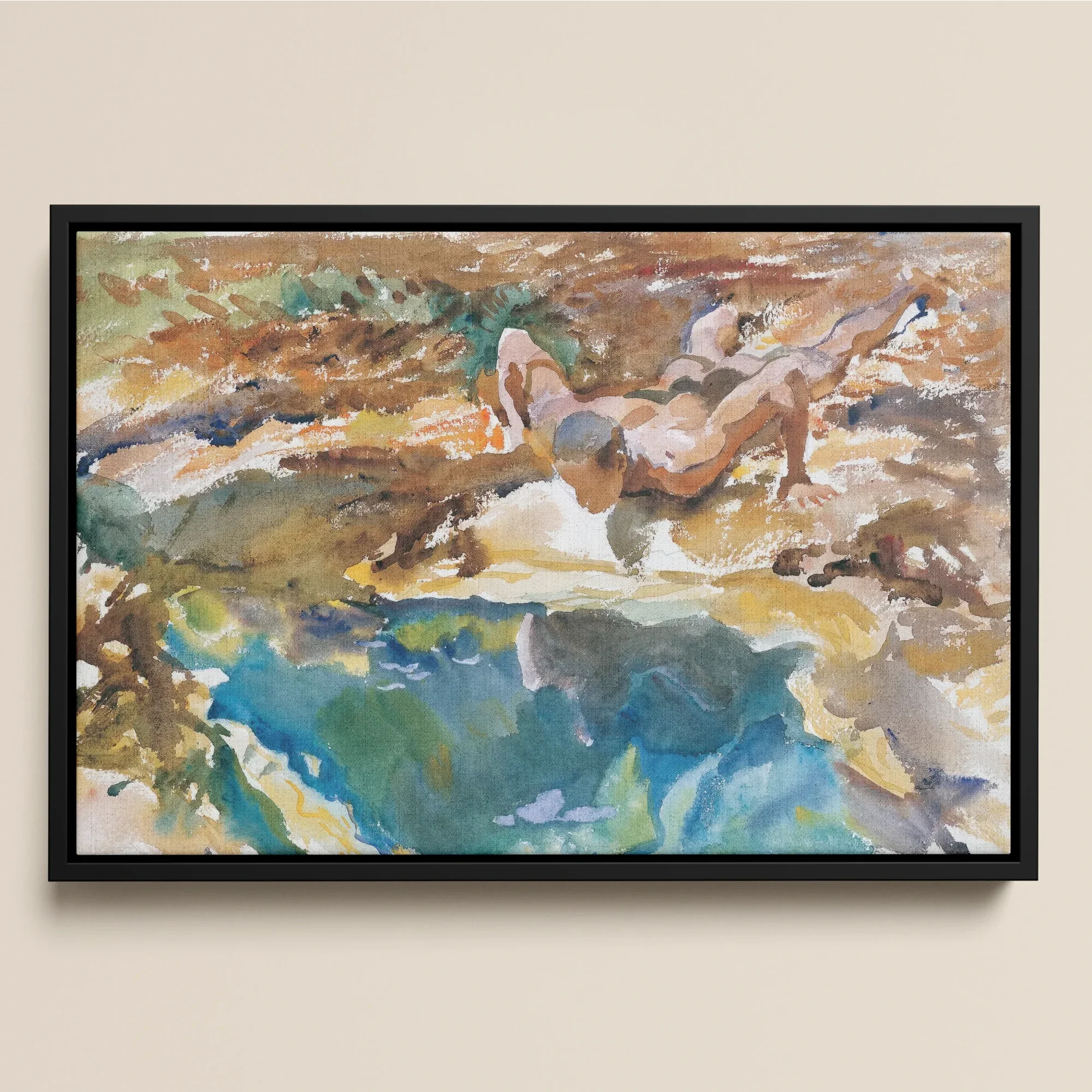 Man and Pool - John Singer Sargent Nude Framed Canvas Posters Prints & Visual Artwork