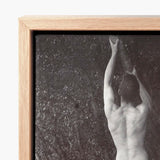 Black-and-white Canvas Print Nude Figure Framed Light Wood Man Posing Naked, Holding, Branch, Von Gloeden