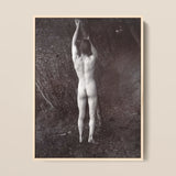 Man Posing Naked Holding Branch of a Tree - Edwin Nichol Fallaize Art Print / Canvas, 12x16’’ / 31x41cm / Natural Frame, Posters Prints &
