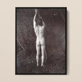 Man Posing Naked Holding Branch of a Tree - Edwin Nichol Fallaize Art Print / Canvas, 12x16’’ / 31x41cm / Black Frame, Posters Prints &