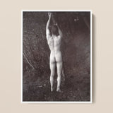 Man Posing Naked Holding Branch of a Tree - Edwin Nichol Fallaize Art Print / Canvas, 12x16’’ / 31x41cm / White Frame, Posters Prints &