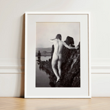 Man Posing Naked on a Rocky Outcrop - Edwin Nichol Fallaize Art Print / Canvas, 12x16’’ / 31x41cm / White Frame / Matboard, Posters Prints