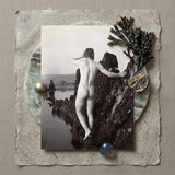 Man Posing Naked on a Rocky Outcrop - Edwin Nichol Fallaize Art Print / Canvas Textured Square-framed Collage Black-and-white Photograph