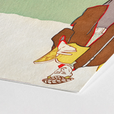 Man Reading a Book with Hares - Edward Penfield Art Print / Canvas Stylized Illustration Figure Brown Attire Yellow Rendered, Queer Coding
