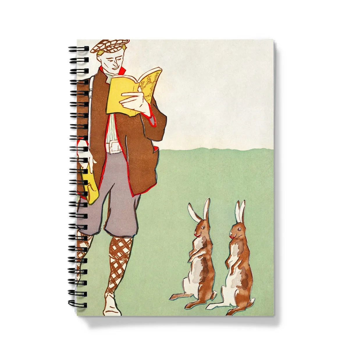 Man Reading a Book With Hares By Edward Penfield Notebook - A5 / Graph - Notebooks & Notepads - Aesthetic Art