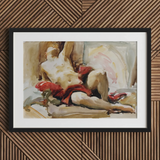 Man with Red Drapery - John Singer Sargent Art Print / Canvas, 30x20’’ / 76x51cm / Black Frame / Matboard, Posters Prints & Visual Artwork,
