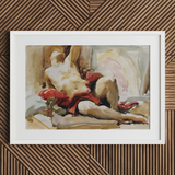 Man with Red Drapery - John Singer Sargent Art Print / Canvas, 30x20’’ / 76x51cm / White Frame / Matboard, Posters Prints & Visual Artwork,