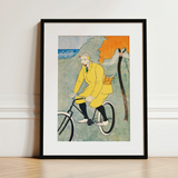 Man Riding Bicycle - Edward Penfield Art Print / Canvas, 12x16’’ / 31x41cm / Black Frame / Matboard, Posters Prints & Visual Artwork, Toby