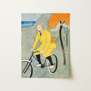 Man Riding Bicycle - Edward Penfield Art Print / Canvas, 12x16’’ / 31x41cm / Unframed / no Border, Posters Prints & Visual Artwork, Toby