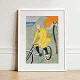 Man Riding Bicycle - Edward Penfield Art Print / Canvas, 12x16’’ / 31x41cm / White Frame / Matboard, Posters Prints & Visual Artwork, Toby