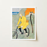 Man Riding Bicycle - Edward Penfield Art Print / Canvas, Penfield’s, Gay Nineties Mid-pedal, Chrome-yellow Overcoat Thrown, Forward Prints