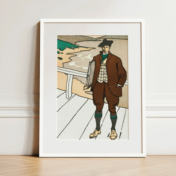 Man Smoking a Pipe - Edward Penfield Art Print / Canvas, 12x16’’ / 31x41cm / White Frame / Matboard, Posters Prints & Visual Artwork, Toby
