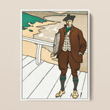 Man Smoking a Pipe - Edward Penfield Art Print / Canvas, 12x16’’ / 31x41cm / White Frame, Posters Prints & Visual Artwork, Toby Leon