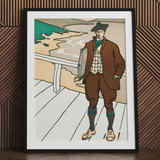 Man Smoking a Pipe - Edward Penfield Art Print / Canvas, 24x32’’ / 61x81cm / Black Frame / Matboard, Posters Prints & Visual Artwork, Toby