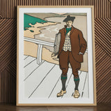Man Smoking a Pipe - Edward Penfield Art Print / Canvas, 24x32’’ / 61x81cm / Natural Frame / Matboard, Posters Prints & Visual Artwork,