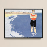 Man Standing in the Sea - Edward Penfield Art Print / Canvas, 16x12’’ / 41x31cm / Black Frame, Posters Prints & Visual Artwork, Toby Leon