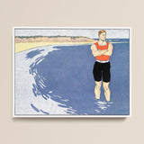 Man Standing in the Sea - Edward Penfield Art Print / Canvas, 16x12’’ / 41x31cm / White Frame, Posters Prints & Visual Artwork, Toby Leon