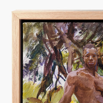 Wooden-framed Canvas Painting Muscular Shirtless Man Warm Skin John Singer Sargent, Nude, Art