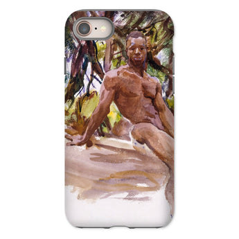 Man and Trees - John Singer Sargent Iphone Case, 8 / Matte, Phone Case Artistic Painting Nude Male Figure Seated