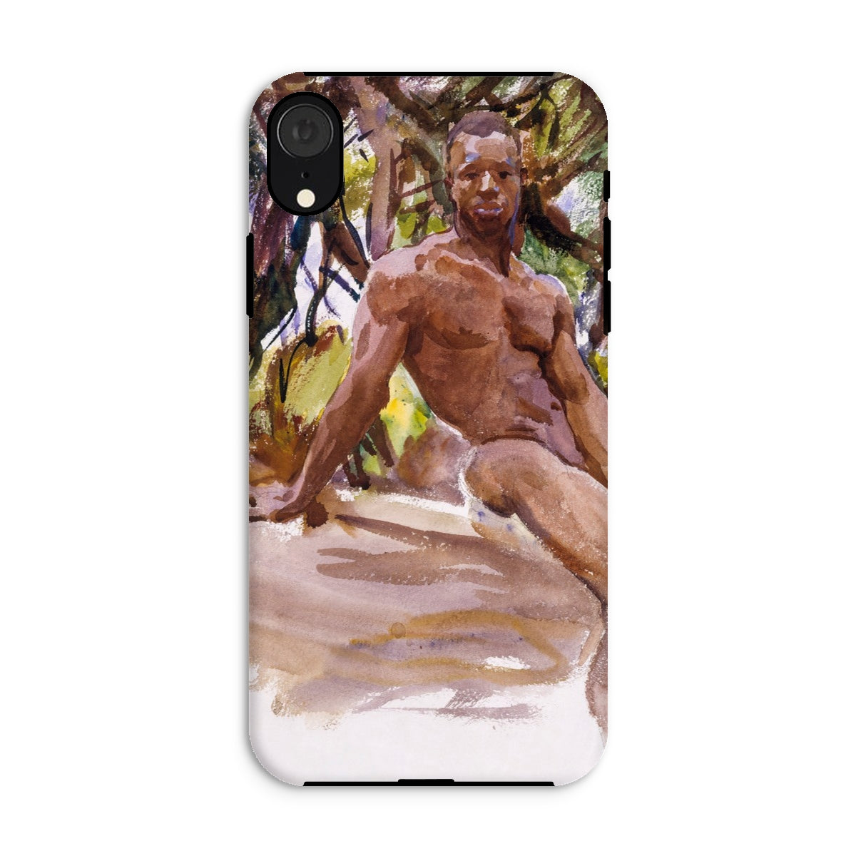 Man and Trees John Singer Sargent Iphone Case, Xr / Matte, Phone Case Artistic Painting Nude Male Figure Seated