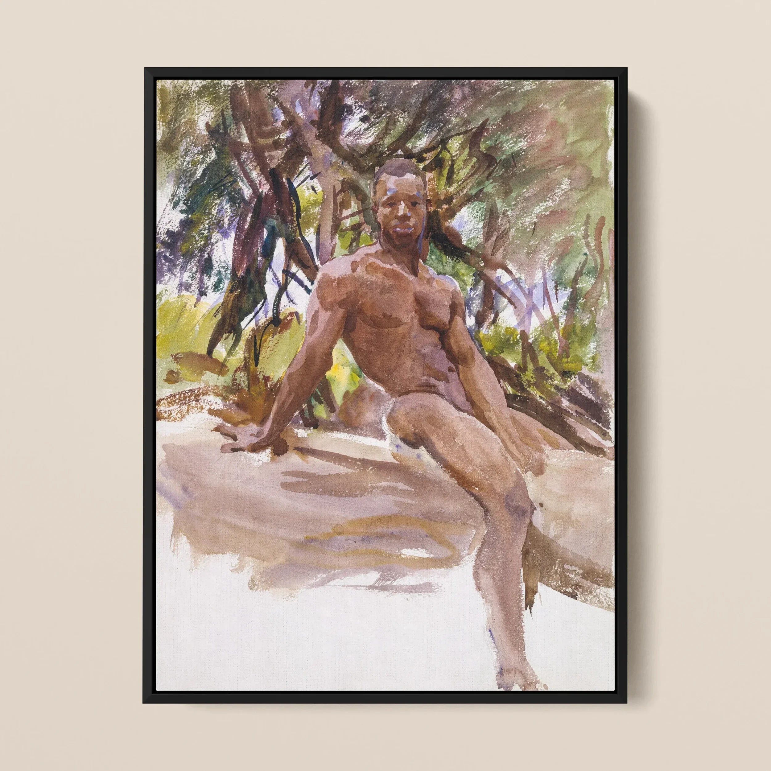 Man and Trees - John Singer Sargent Nude Art Framed Canvas