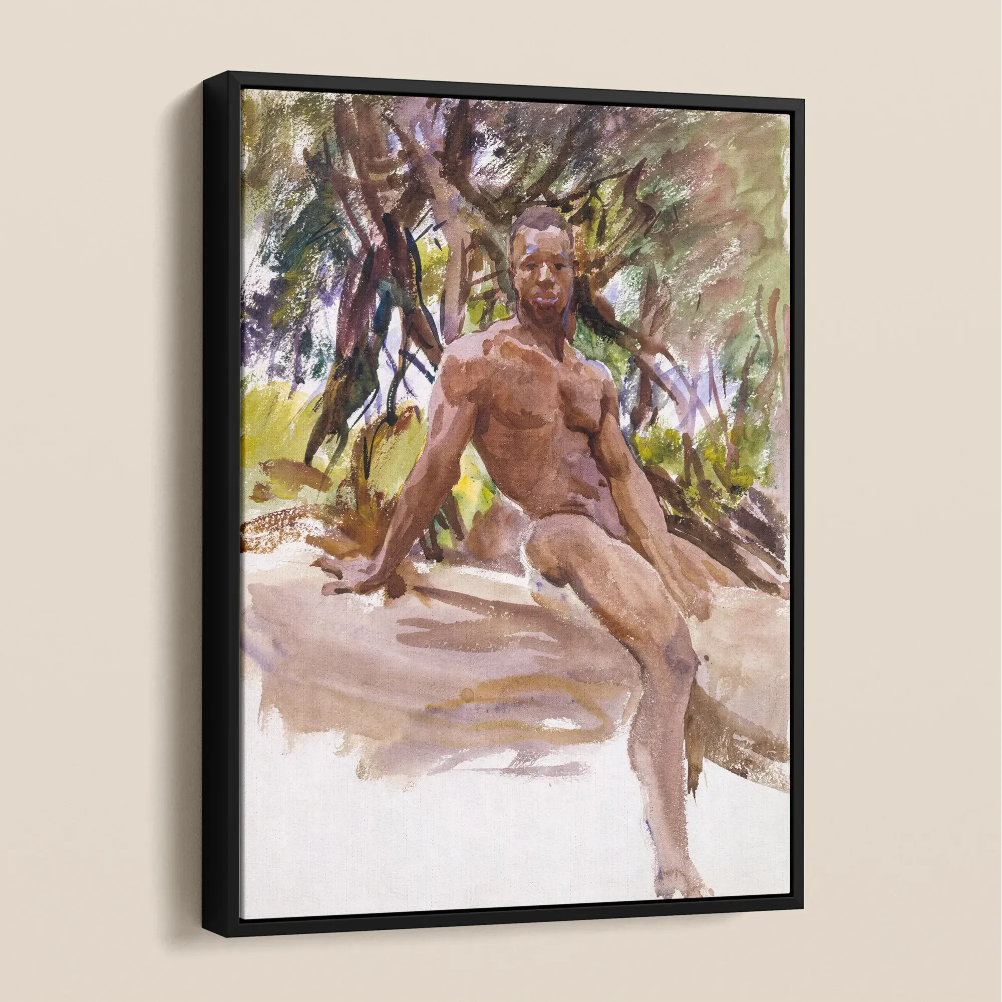 Man and Trees - John Singer Sargent Nude Art Framed Canvas Posters Prints & Visual Artwork