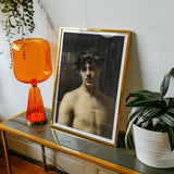 Man Wearing Laurels John Singer Sargent Art Print, Black White Portrait Photograph Gold Frame