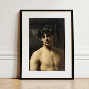 Man Wearing Laurels - John Singer Sargent Art Print / Canvas, 12x16’’ / 31x41cm / Black Frame / Matboard, Posters Prints & Visual Artwork,