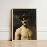 Framed Oil Painting Nude Male Figure Dark Hair John Singer Sargent, Art, Sultry Allure
